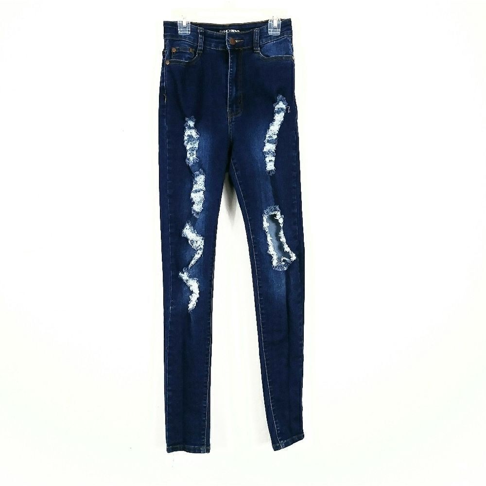 Fashion Nova Distressed High Rise Skinny Jeans